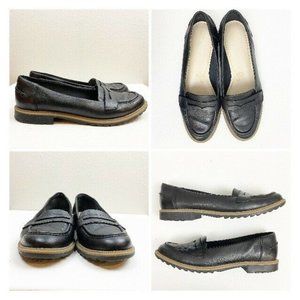 Clarks Black Leather Loafers with Tan Sole